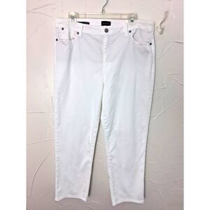 Talbots Straight Leg Crop‎ Jeans Size 14 White Stretch Normcore Travel Restort